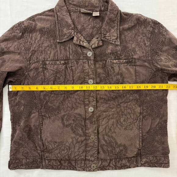 Chico’s Women’s Brown Floral Embroidered Button Front Jacket Size 2- Large - Picture 10 of 13